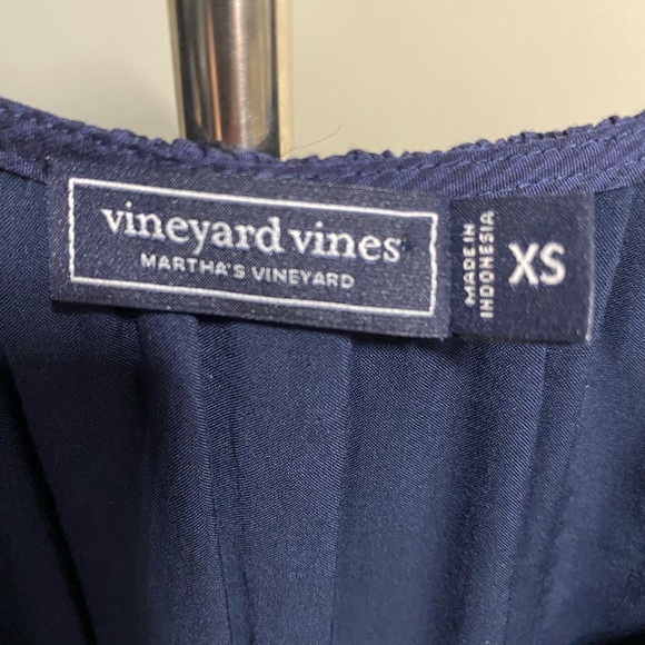Vineyard Vines Blue Midi Dress -Size XS – Puff Sleeves, Ruffle Hem - Picture 4 of 7